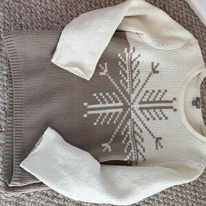 Eddie Bauer Cream and Tan Snowflake Sweater